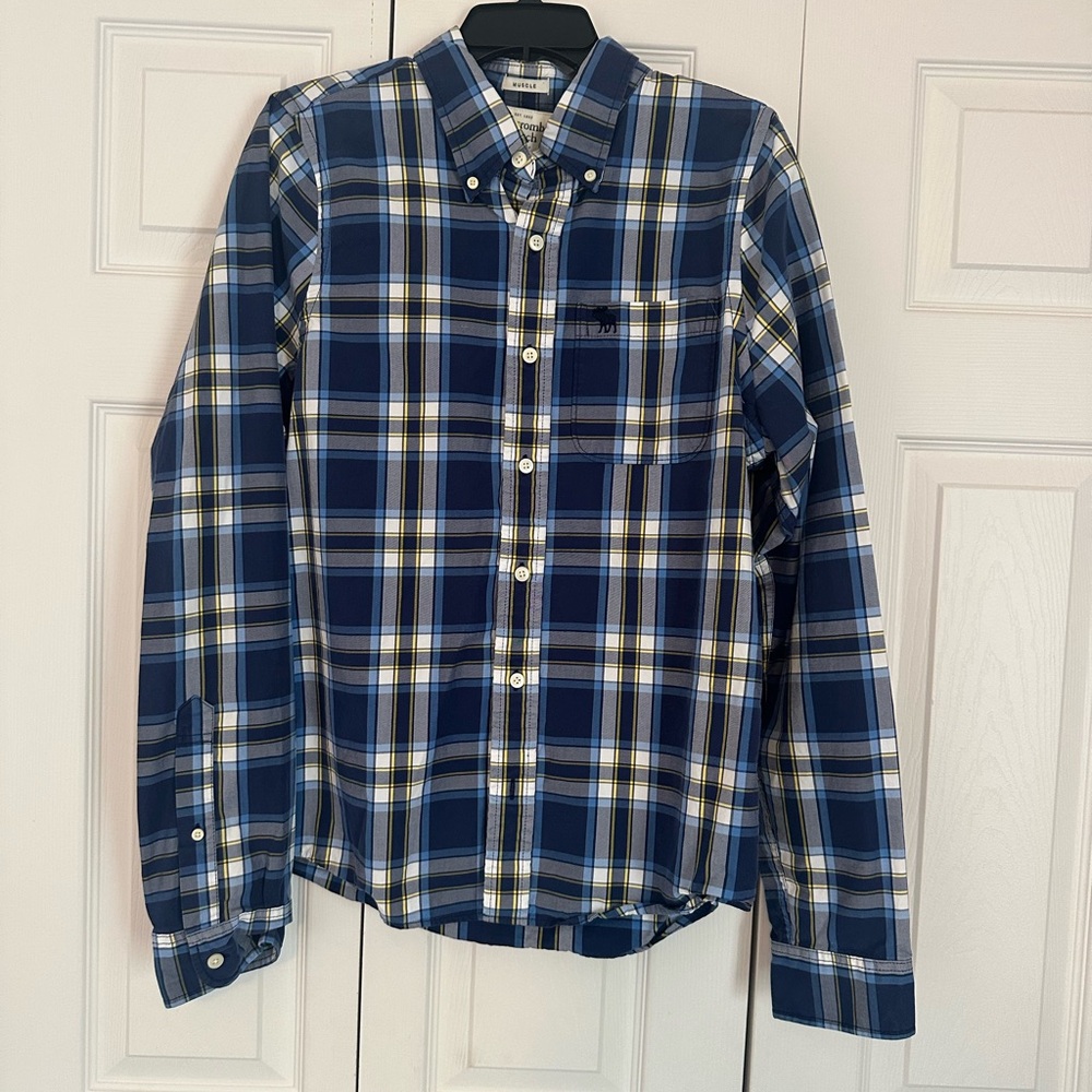 Abercrombie & Fitch Navy and White Plaid Shirt
